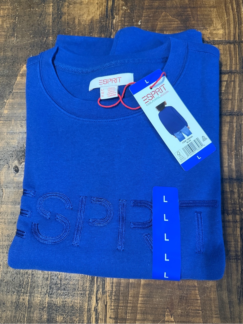 Esprit Electric Blue Embroidered Logo Sweatshirt